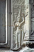 Angkor Wat temple, the fourth enclosure, the bas reliefs of the west gopura, superbly preserved devatas, either individually or in groups of two or three, amongst the finest in the monument. 